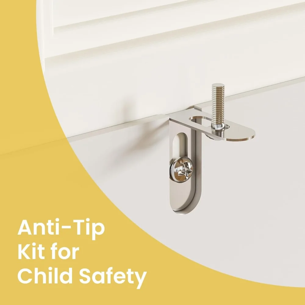 خزانة بوفيه بيضاء بثلاثة أبواب مقاس 43.3 بوصة، وبار قهوة مع رف قابل للتعديل، وخزانة جانبية للمطبخ لغرفة المعيشة والمطبخ