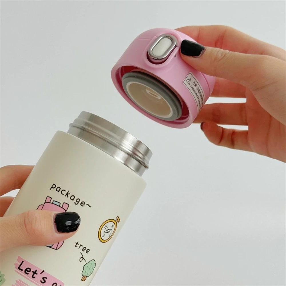 Termos MINISO z motywem kreskówkowym dla dzieci, bidon ze stali nierdzewnej, termos dla dzieci w stylu kempingowym, kubek do kawy/mleka z efektem skaczącego, prezent na Halloween