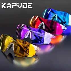 Kapvoe Photochromic Cycling Glasses Light Weight Running Glasses Rimless Sunglasses  Bike Bicycle Sports Men's MTB Goggles UV400