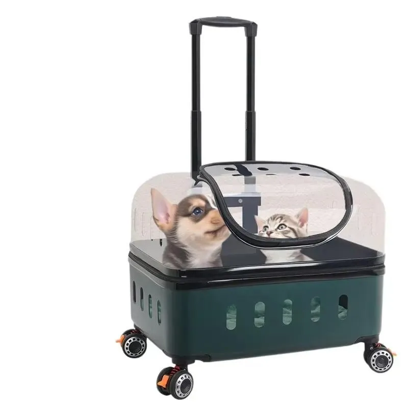 for Large capacity cat and dog backpack tie rod bag outdoor portable universal wheel breathable tie rod zipper closure