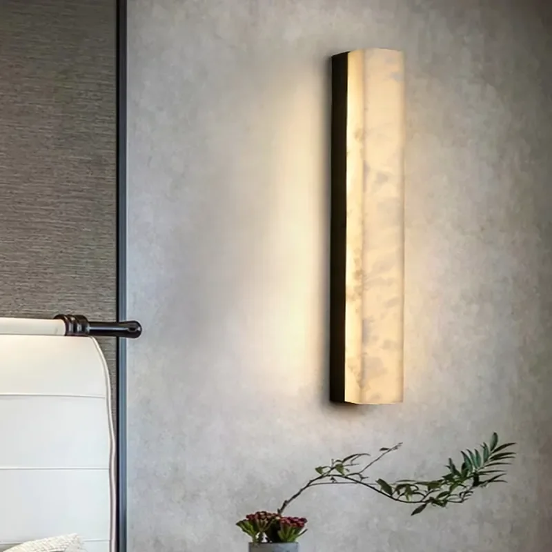for Natural Snowflake Marble Wall Lamp Modern Minimalist Rectangular Living Room Accent Light Bedside Atmosphere Lamp for