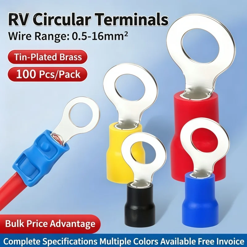 Ring clamps Connectors for electrical wires M4 / M5 / M6 Insulation tips with tips Quick connection cables for connecting screw