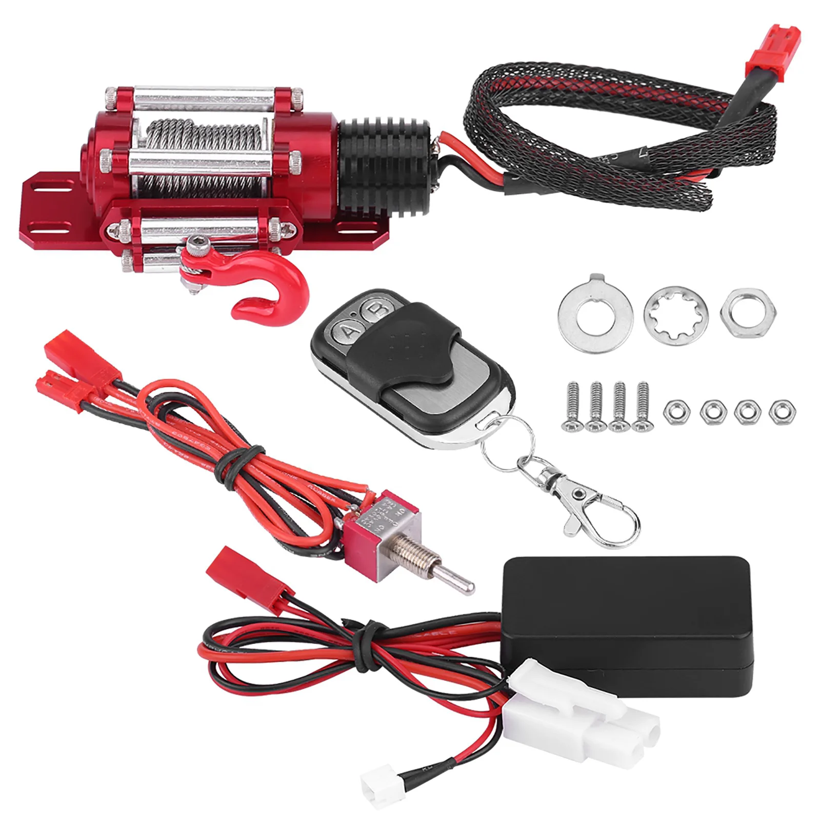 1/10 Scale RC Model Vehicle Crawler Car Accessory Metal Winch With Remote Controller