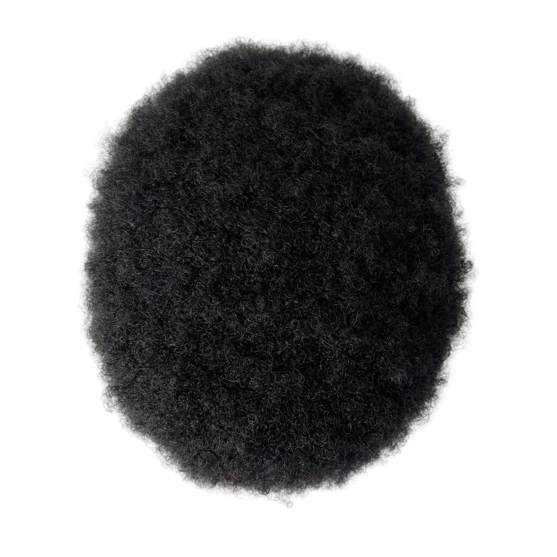 Sistemas De Cabelo Humano Virgem Para Homens Negros, Afro Full Lace Toupee, Unidade De Laço Durável, 8x10, 2mm, # 1Jet Black