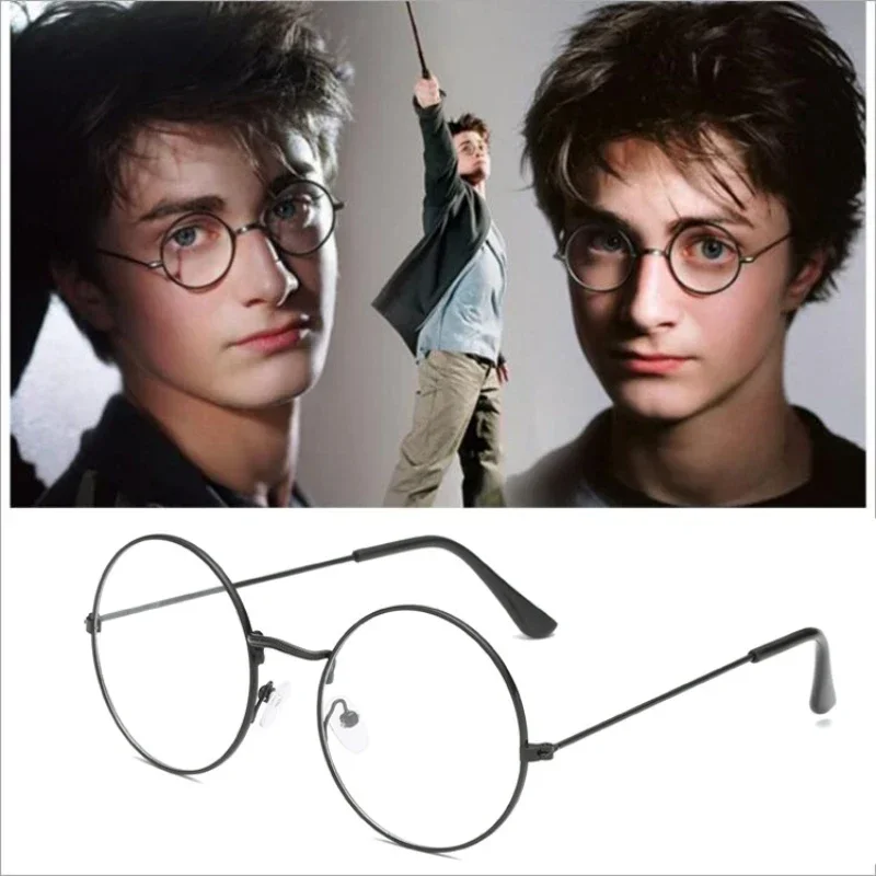 Fashion Trend Magic Academy Retro Harajuku Round Metal Flat Light Mirror Men and Women's Art Glasses Animation Frame Kids Adult