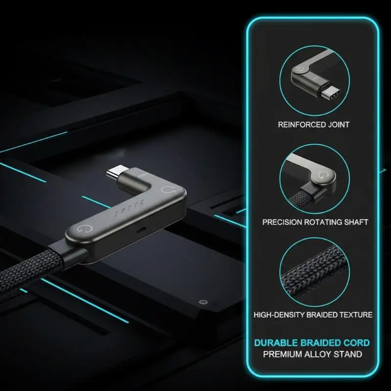 2-IN-1 Type-C Cable Foldable Mobile Phone Holder 240W Fast Charging Data Cable Multifunction Game Phone Bracket Dual PD Cable
