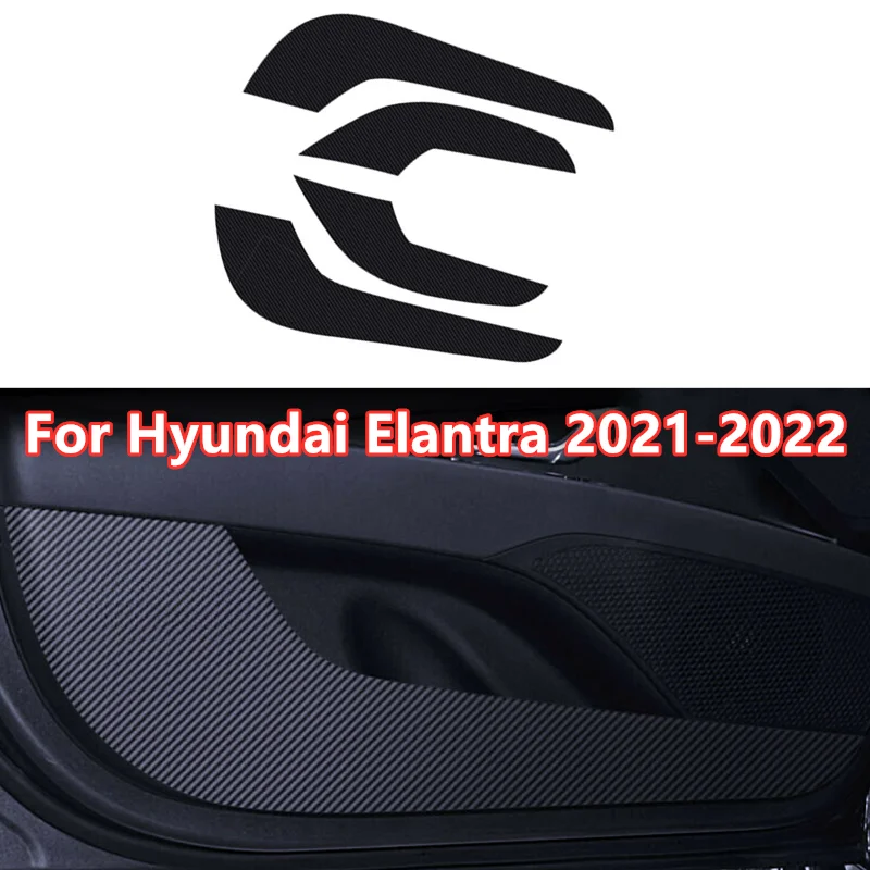 

4PCS Carbon Fiber Color Inner Door Anti-Kick Panel Cover Scratchproof Protective Stickers For Hyundai Elantra 2021-2022