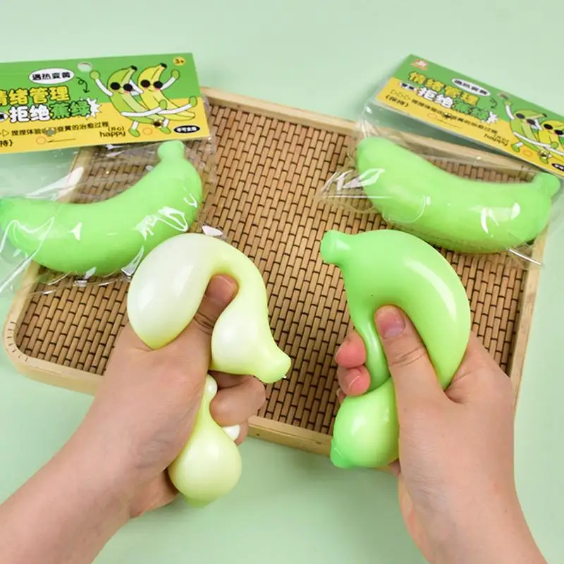 Banana Stress Toy Color Changing Stretchy Banana Stress Ball Novelty Toy Kneading Toy Stress Release Toy For Kids And Adults