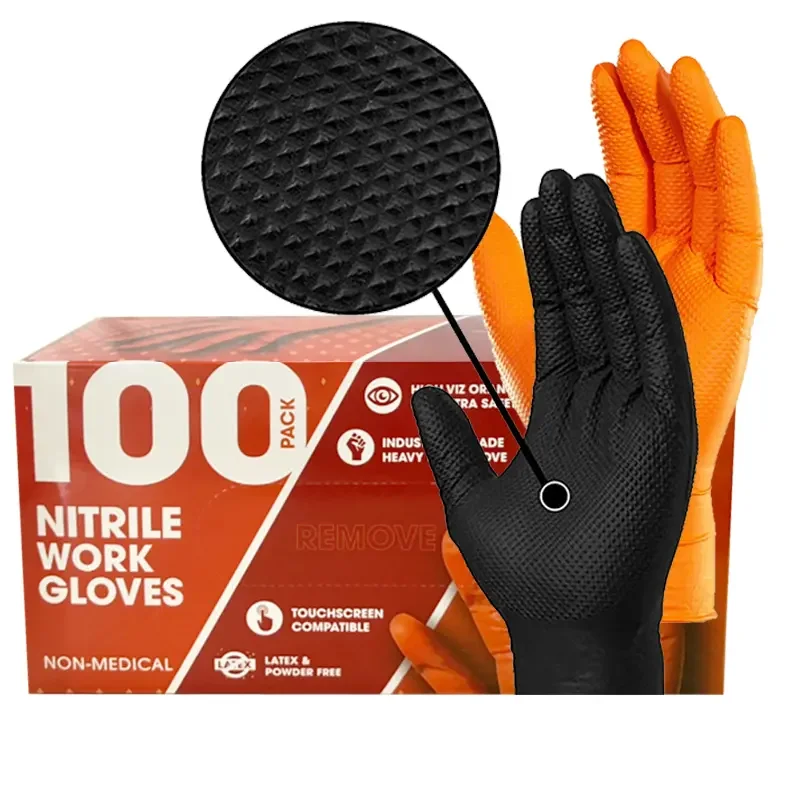 Barato 8mil 10mil 12mil Alta calidad Anti-corte Negro Azul Naranja Diamante Textura 100% Guantes de nitrilo