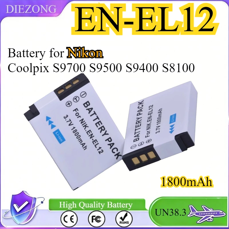 

EN-EL12 ENEL12 1800mAh EN EL12 Battery for Nikon Coolpix A1000 B600 W300 A900 AW100 AW110 AW130 AW120 S9700 S9500 S9400 S8100