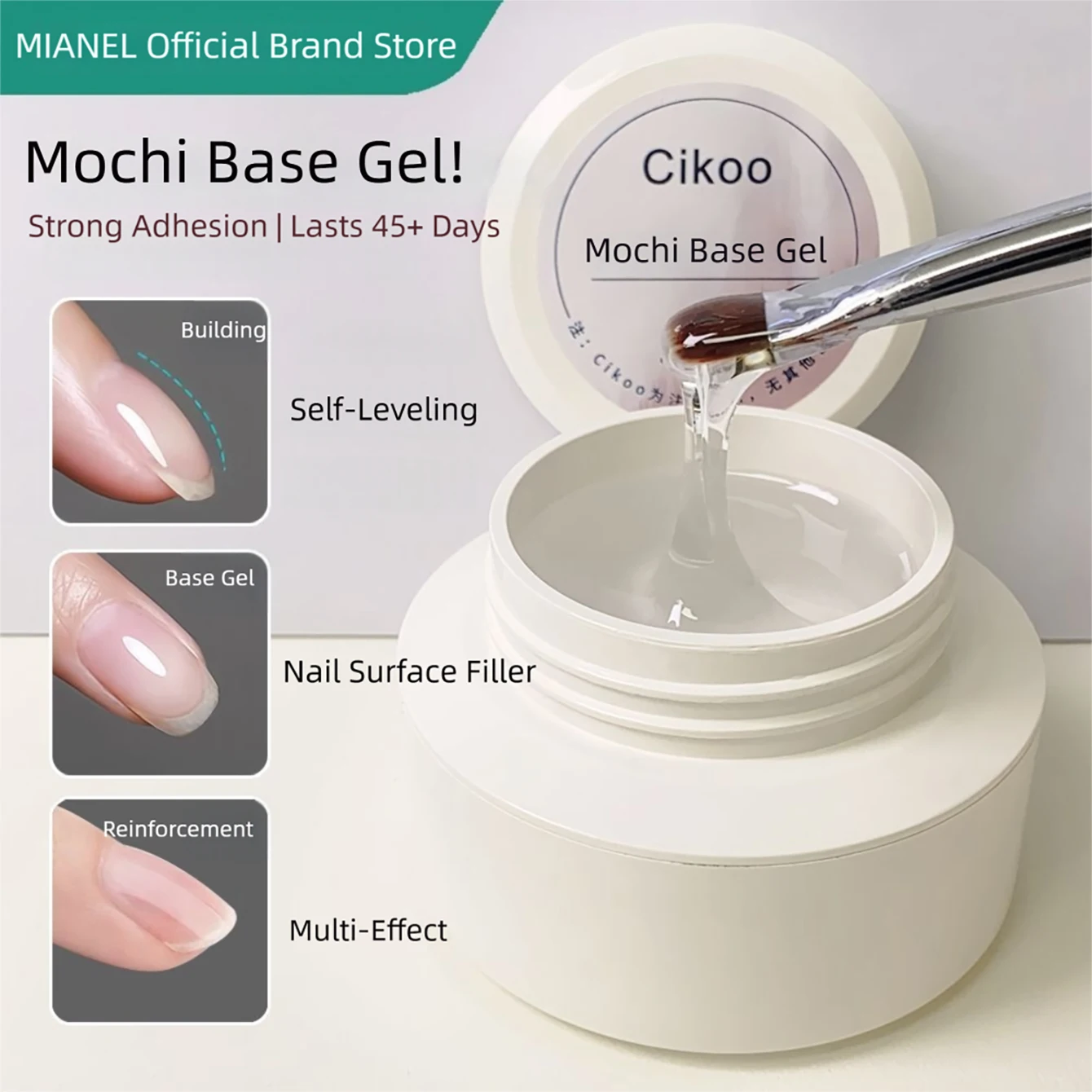 Gel Base para Construcción de Uñas Mochi, Gel Nivelador y Reforzador de Uñas, Gel Funcional para Modelar, Gel de Fototerapia para Arte de Uñas