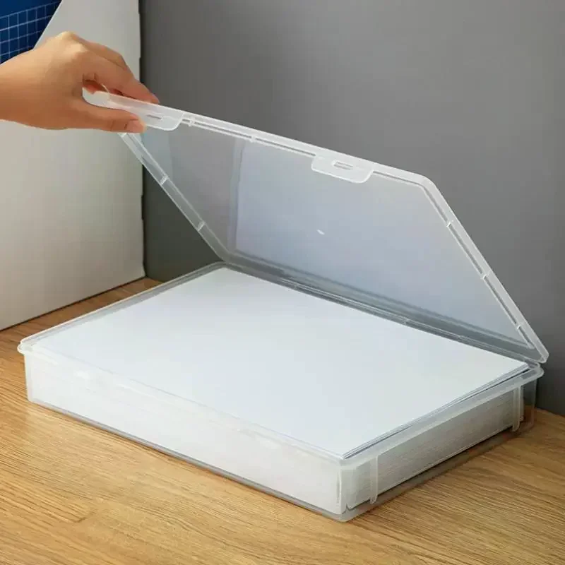 1Pcs A4 Size Clear File Organizer Boxes With Lids-Transparent Document Storage Containers For Office Home Organization