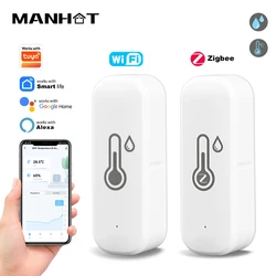 MANHOT Zigbee/Wifi Smart Temperature And Humidity Sensor Battery Powered Thermometer APP Smart Home Security Work With Tuya