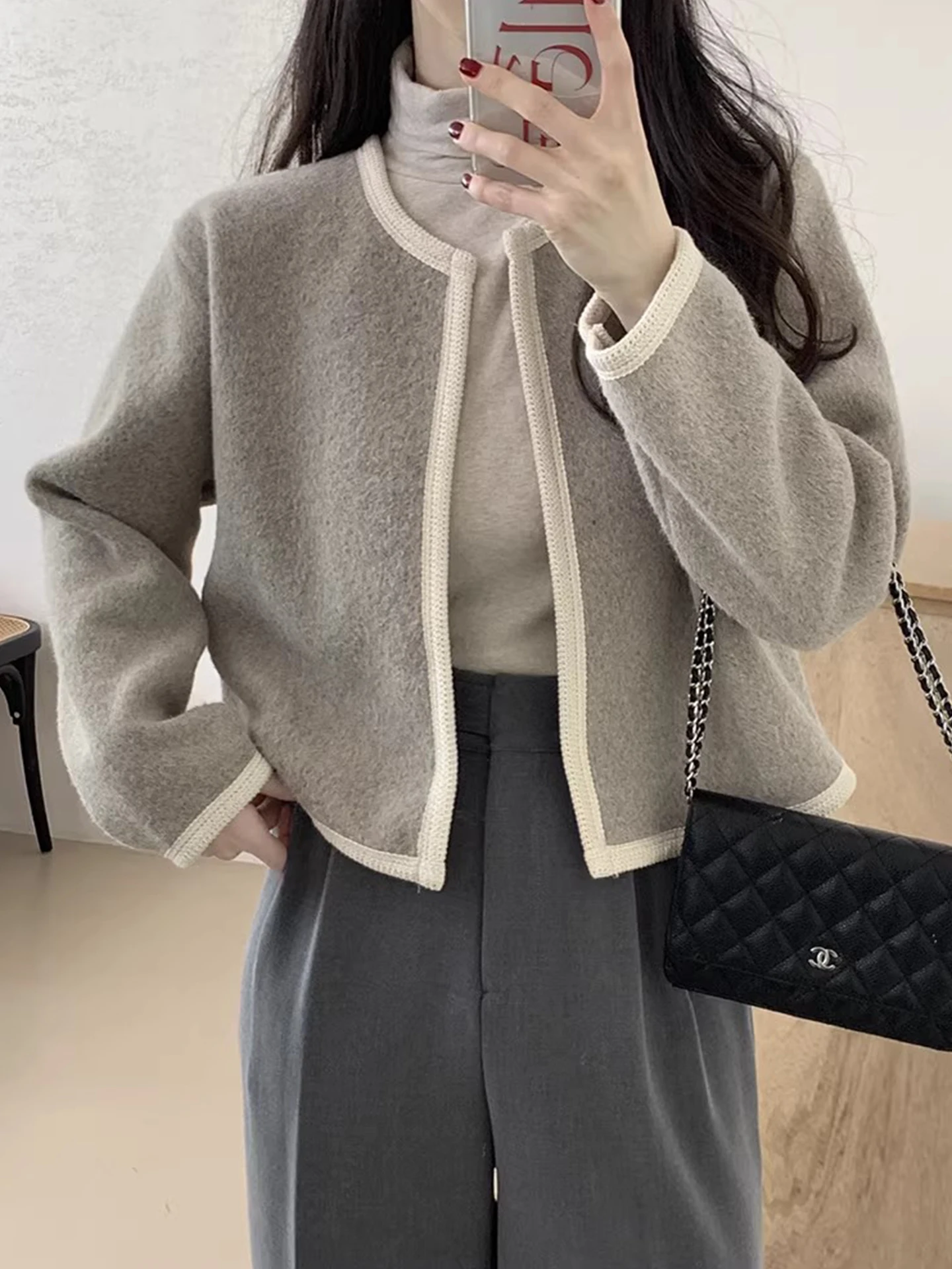 

Отно открытый кардиган, шерстяное пальто, женское осенне-зимнее винтажное свободное пальто, все цвета, модное корейское пальто, круглый, длинный...