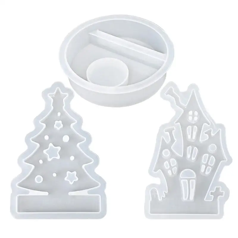 Resin Candlestick Silicone Mold Silicone Candlestick Christmas Shaped Molds Silicone Tea Light Candle Holder Craft Molds For