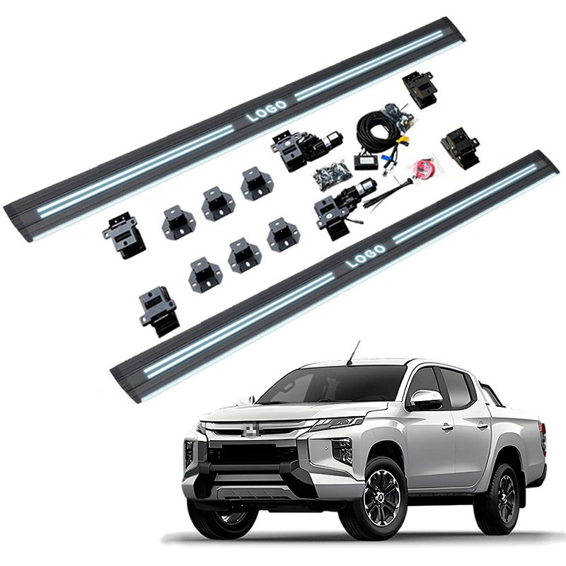 

Aluminum Running Board Automatic Electric Power Side Step Dual Lights for Mitsubishi TRITON L200 Crew Cab 2015-2022