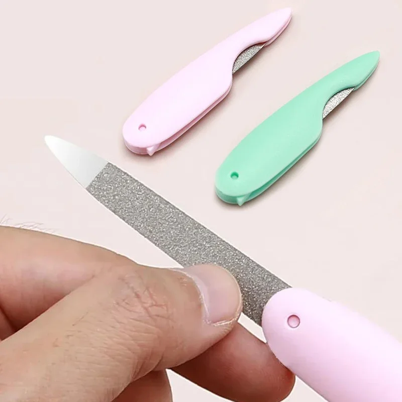 Mini Bird Folding Nail File Washed and Polished Manicure File Double Sided Frosted Abs Plastic Material  Nail Art Tools