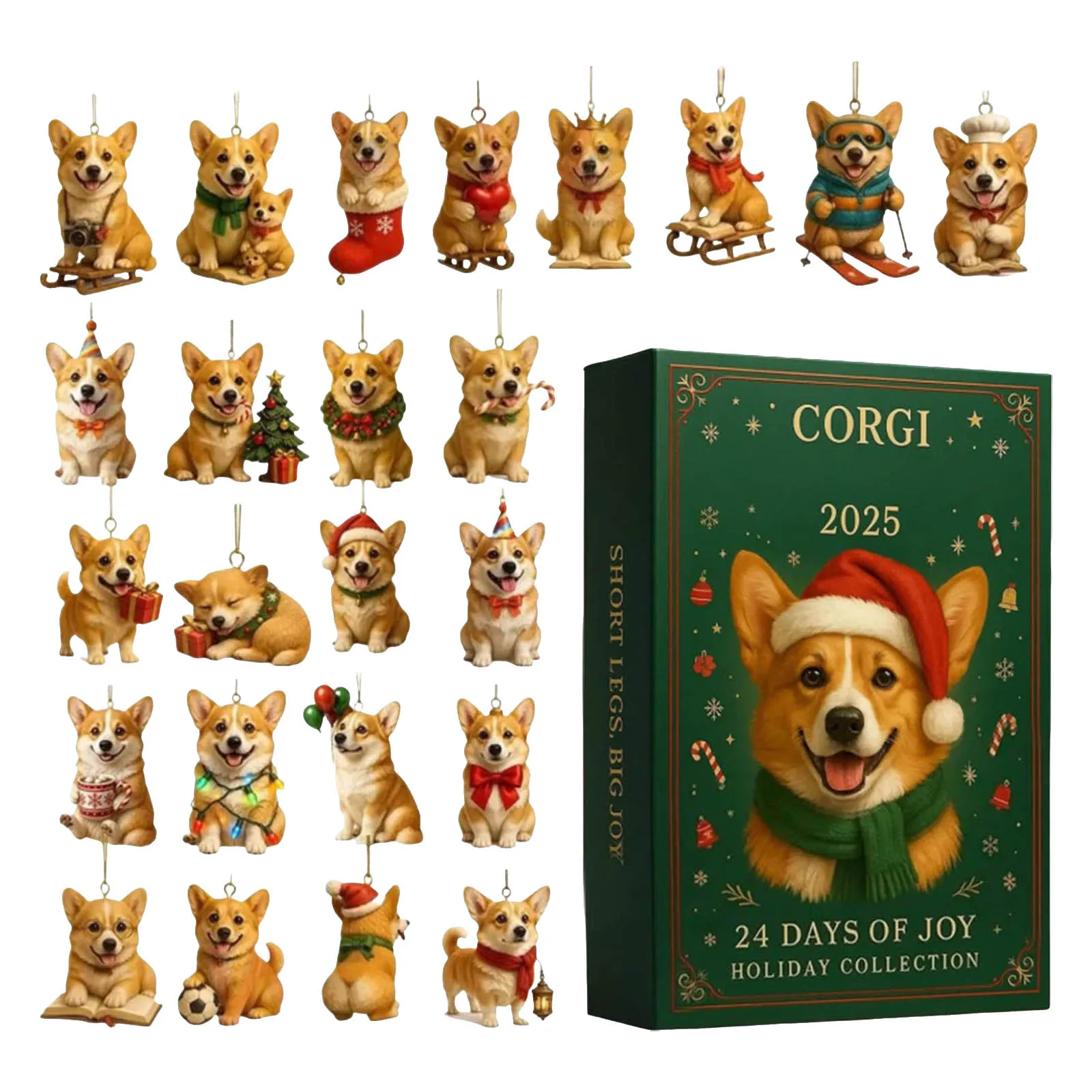 30 كوب شفط للمؤقت الثاني تقويم مجيء كورجي مع 24 قلادة كورجي أكريليك لعيد الميلاد العد التنازلي هو مؤقت 30 دقيقة #1