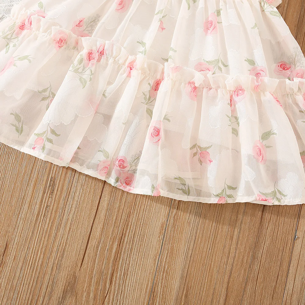 Summer Girls\' Floral Dress New Children\'s Clothing Sweet Style Bow Strap Korean Version Chiffon Princess Skirt