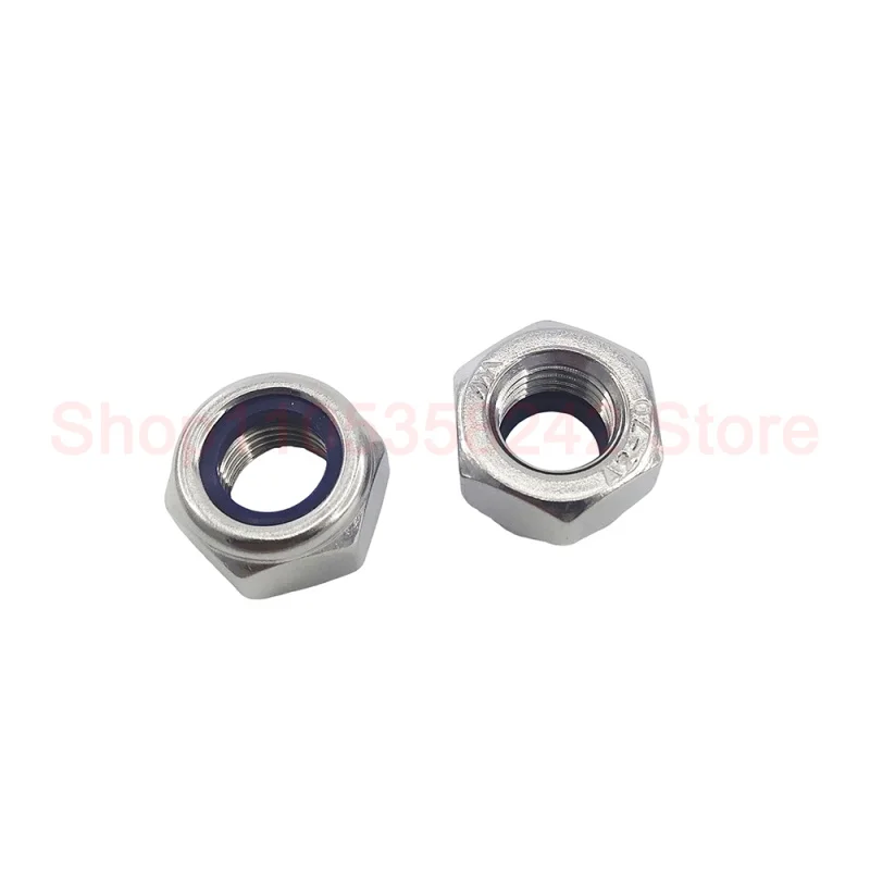 10-200Pcs M3 M4 M5 M6 M8 M10 M12 M14 M16 Hex Hexagon Nylon Insert Self Lock Nut Nylock Nut Locknut 304 Stainless Steel DIN985