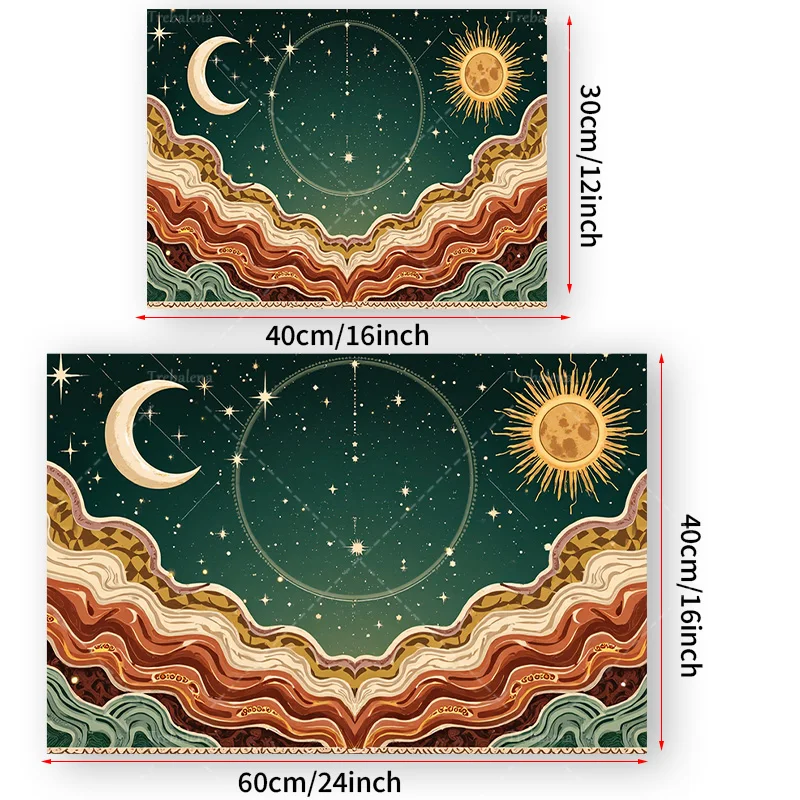 1pc Wall Tapestry Cosmic Waves Tapestry - Boho Sun Moon Stars Celestial Art Wall Hanging
