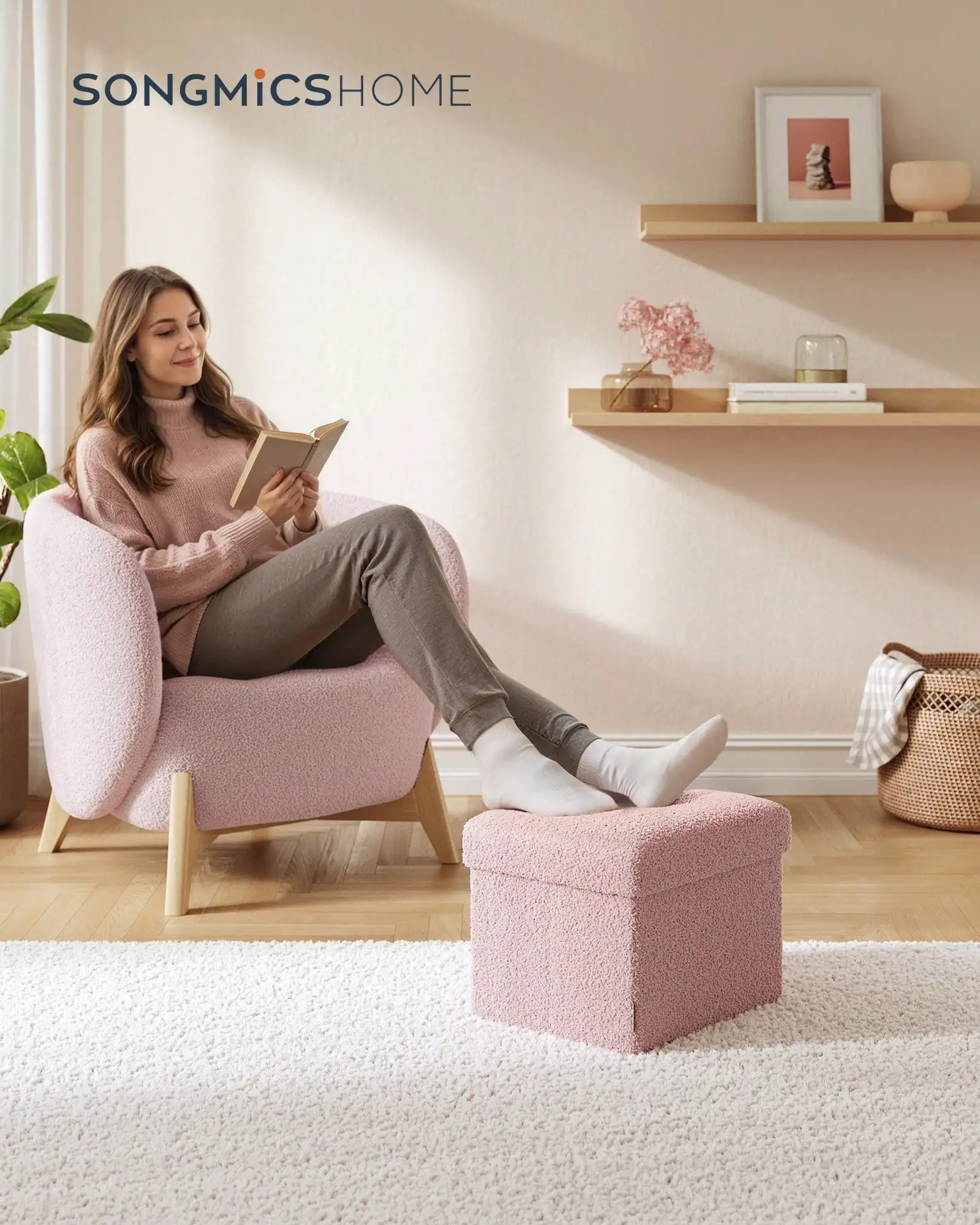 

Small Folding Storage Ottoman, Foot Rest Stool, 12.2 X 16.1 X 12.2 Inches, Ottoman With Storage, Load Up To 286 Lb, For