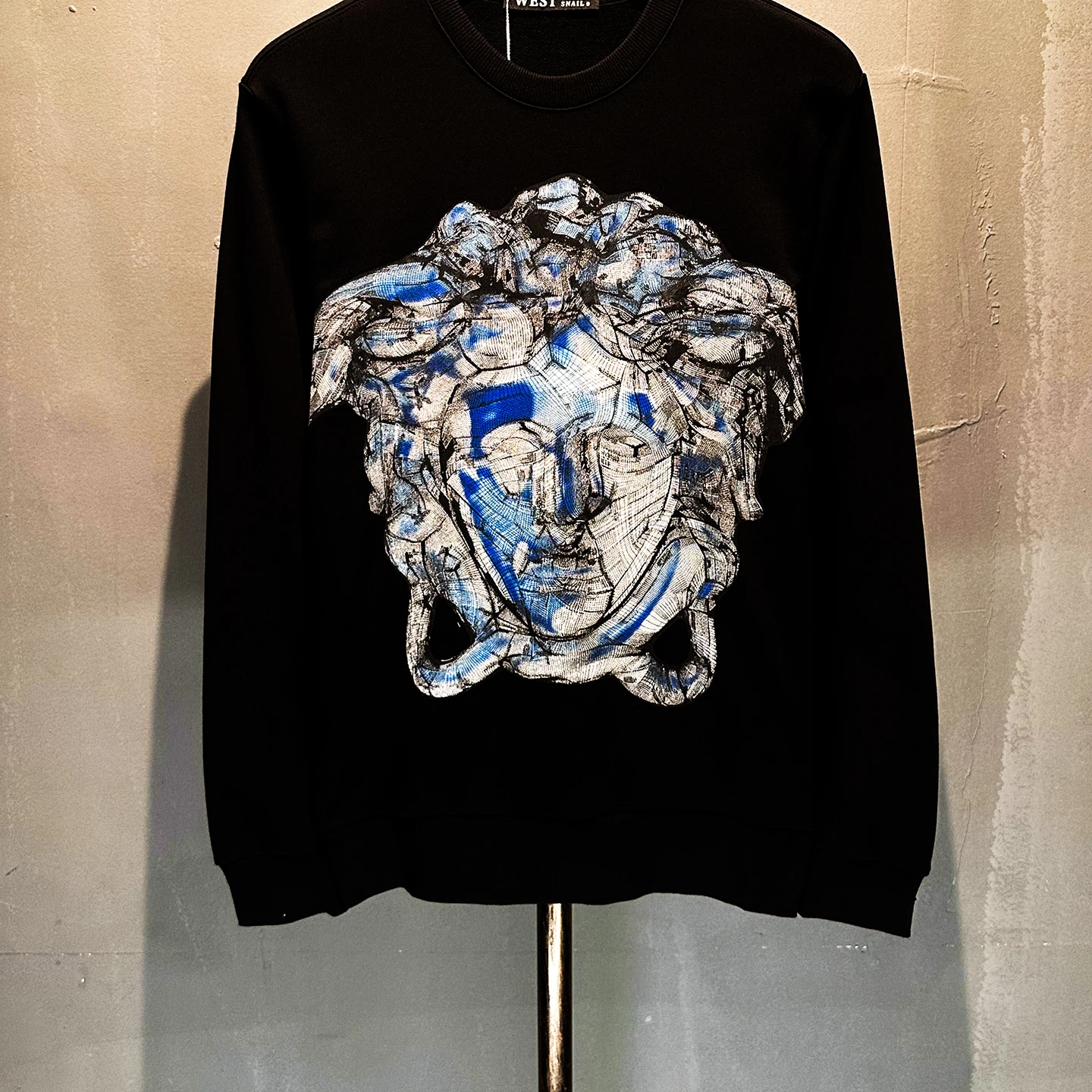 

Свитшот свободного кроя с цифровым принтом и круглым вырезом, мужская осенне-зимняя модная повседневная одежда, футболка для пар с дизайном в виде повязки на лицо