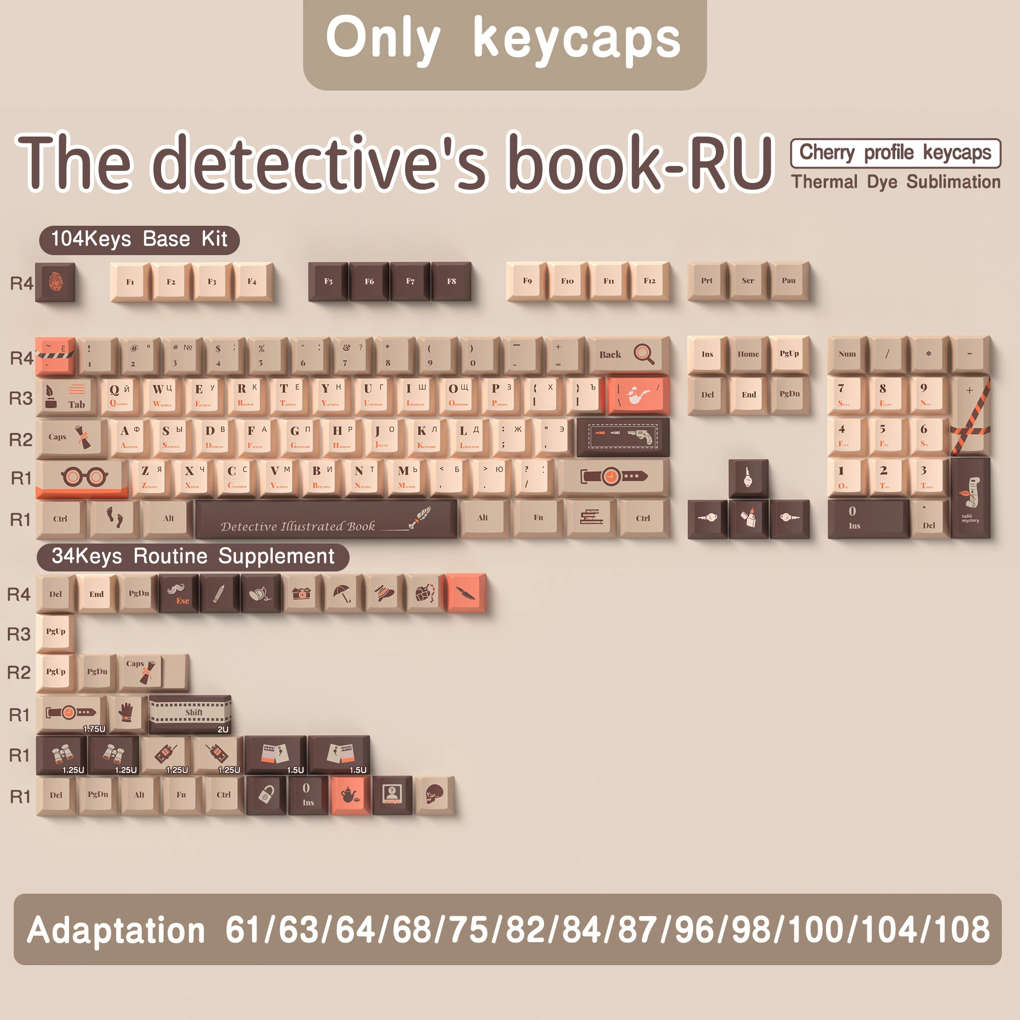 Duits/Spaans/Frans/Russisch/Abnt 2/Uk/Koreaanse Keycaps Cherry Profile Pbt Keycaps Dye-Sub Voor Mechanische Keyboard Detective Iso