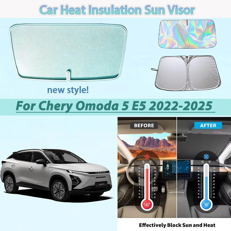 

Car Accessories For Chery Omoda 5 E5 2022-2025 Foldable Car Sun Visor Heat Insulation Windshield Sunshade Summer Cooling Auto