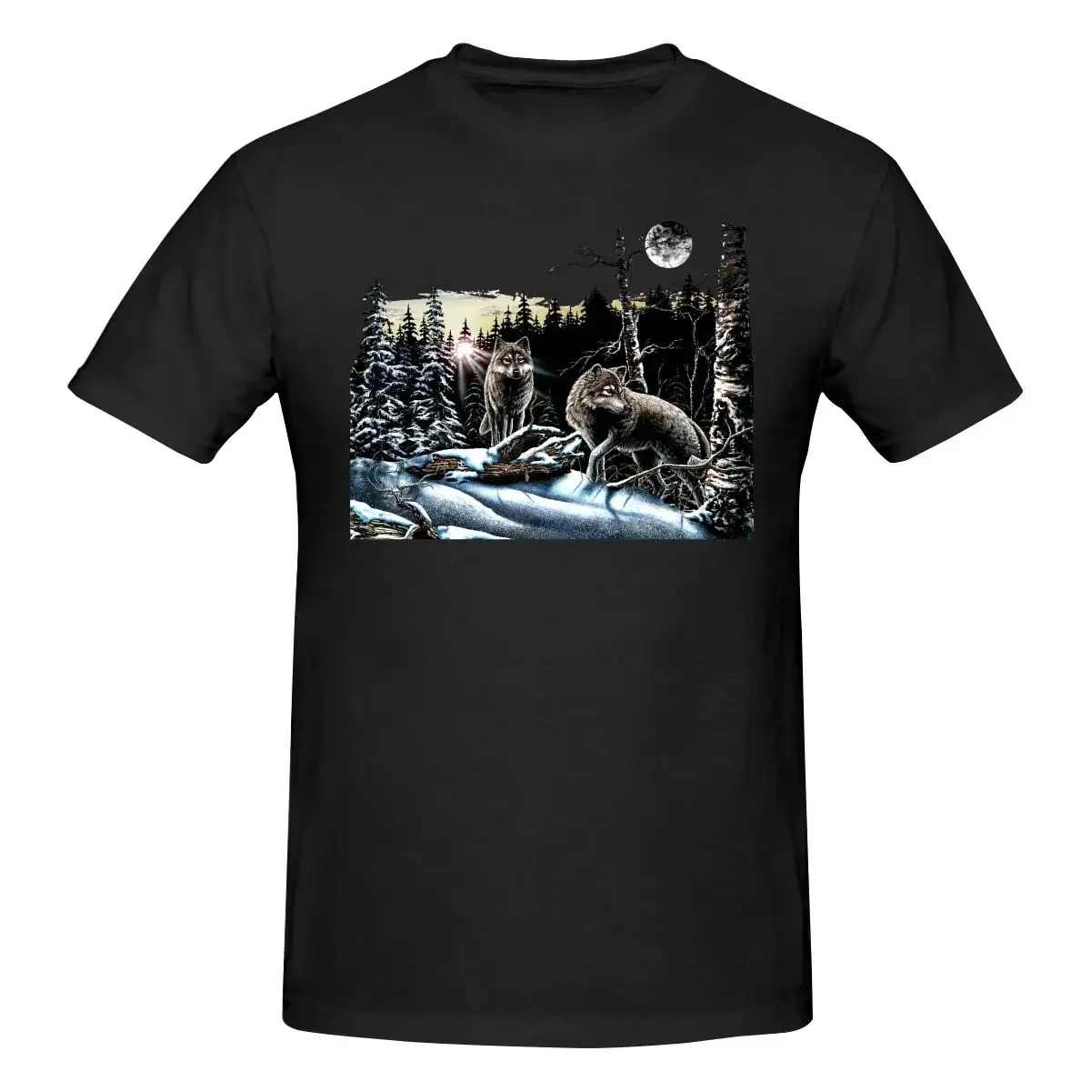 

Vintage 1993 Northern Lights Wolf Print T Shirt Quebec size XL long or short sleeves