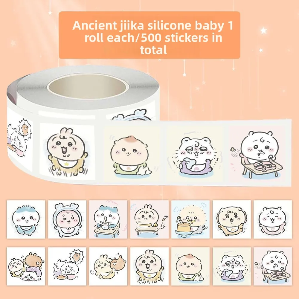 500pcs Hachiware Cute Jiyiikawa Baby Roll Stickers Vintage Cartoon Painted Personalized Decorative Stickers