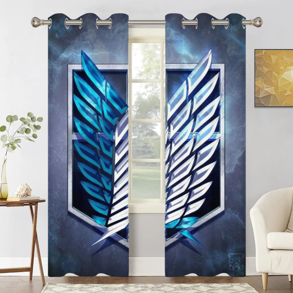 Wings of Liberty Attack on Titan Retro Blackout Curtains  for Bedroom Thermal Window Treatment Curtain 2 PC 