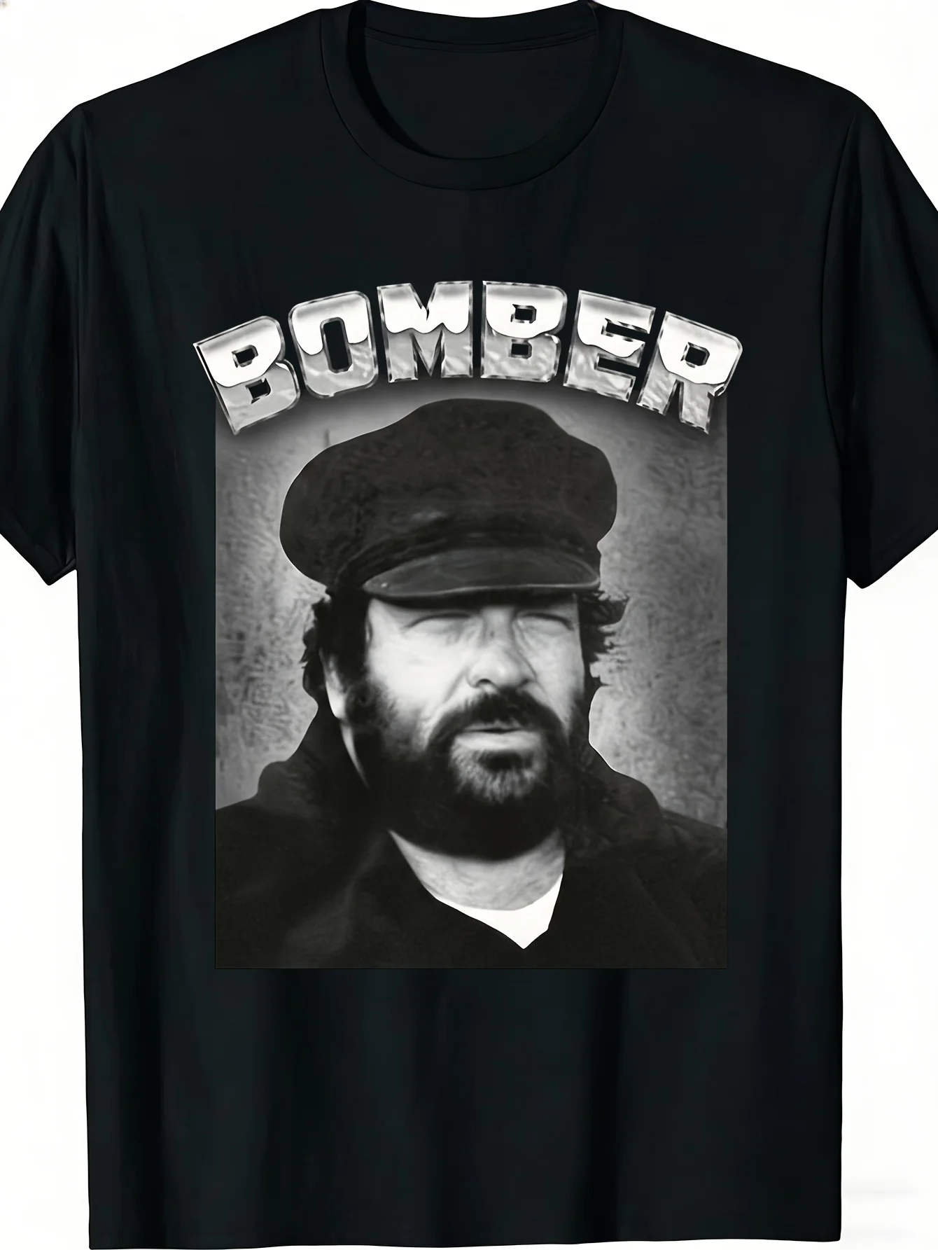 Men's Bud Vintage Bomber Graphic T Shirt Soft Breathable Western Tee with Iconic Actor Print All-Season Comfort Fit Casual
