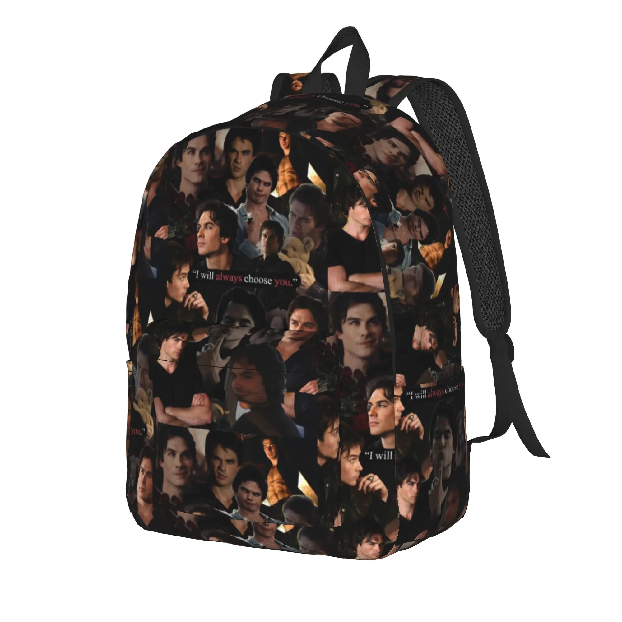 The Vampire Diaries Resuable Movie Backpack Damon Salvatore Stylish Backpacks Female Outdoor Pattern School Bags Design Rucksack