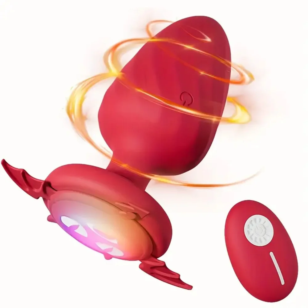 Wireless Remote Control Silicone Vibrator Butt Plug LED Light-up Anal Toy for Men and Women