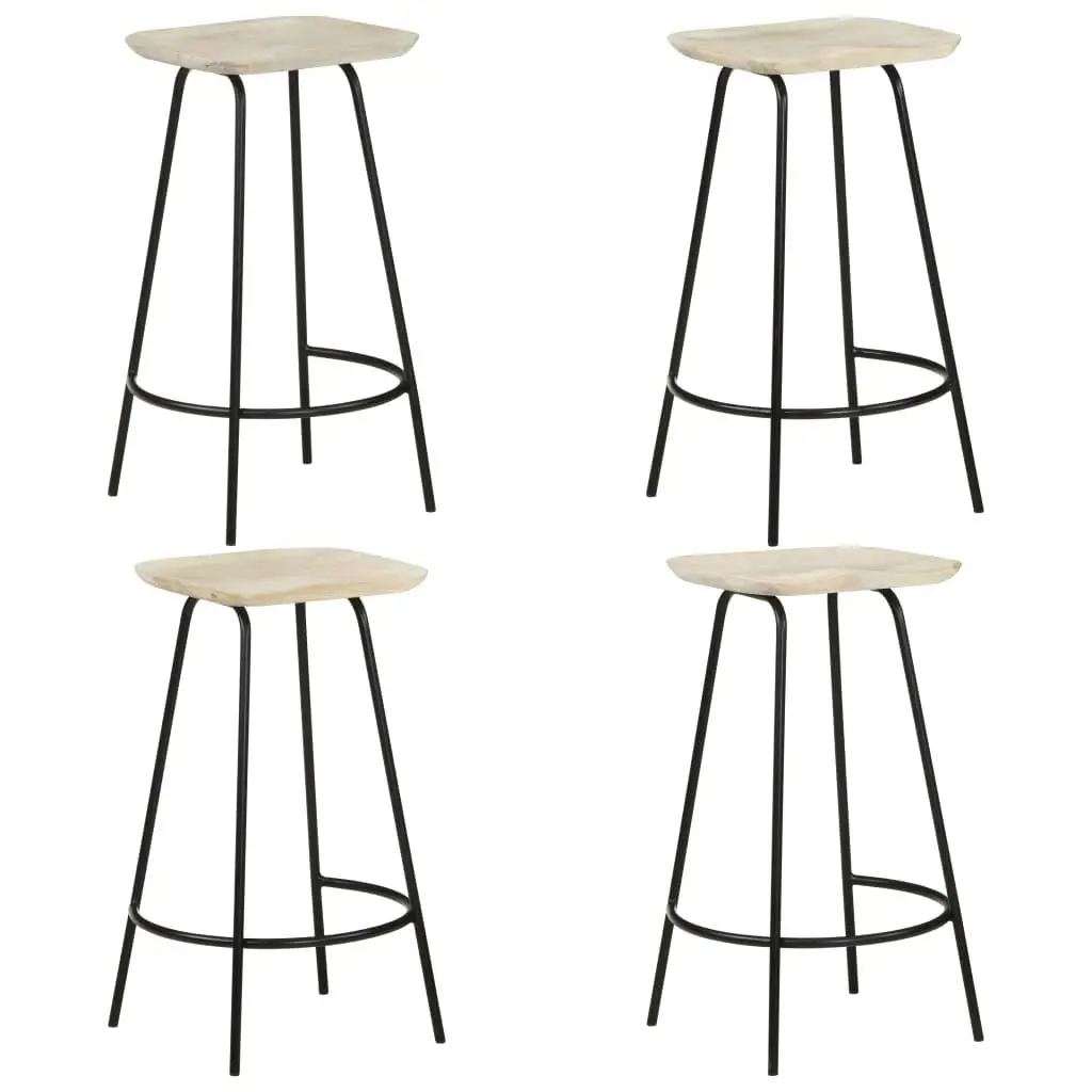 Set of 4 Solid Wood Bar Stools - Stylish & Durable Seating for Kitchen, Home, or Pub