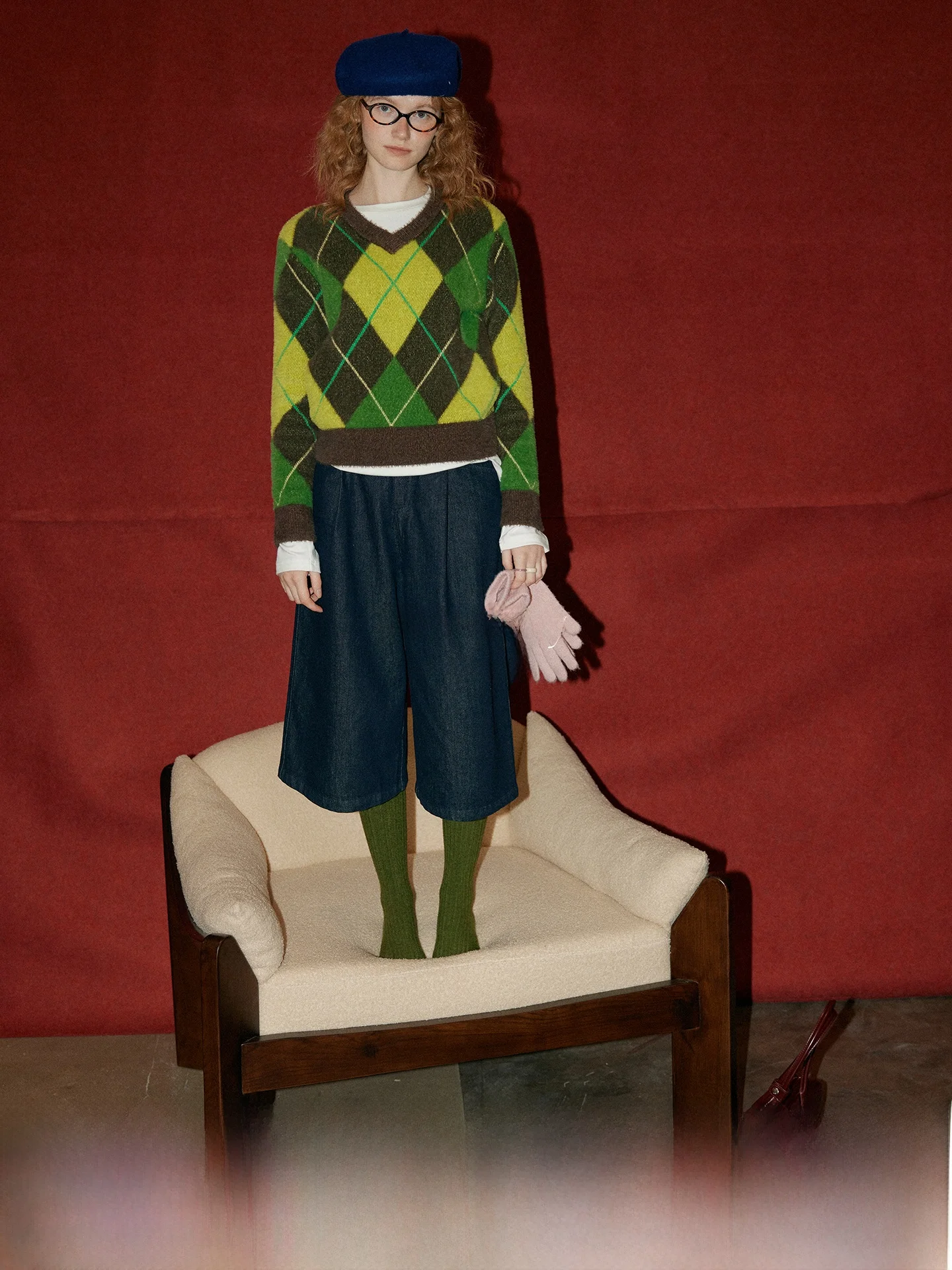 

Трикотажный топ Rina Berry в стиле пэчворк, свободного кроя, винтажный дизайн, осенне-зимний, повседневный, из нейлоновой ткани, с V-образным вырезом, длинный рукав...