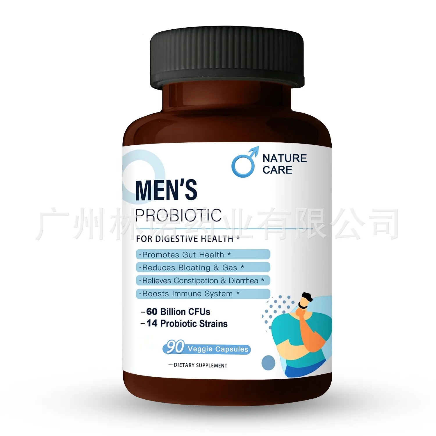 

Nature Care Men's Probioticsr Capsules 60 Billion CFUs 14 Probiotic Strains 90 Veggie Capsules