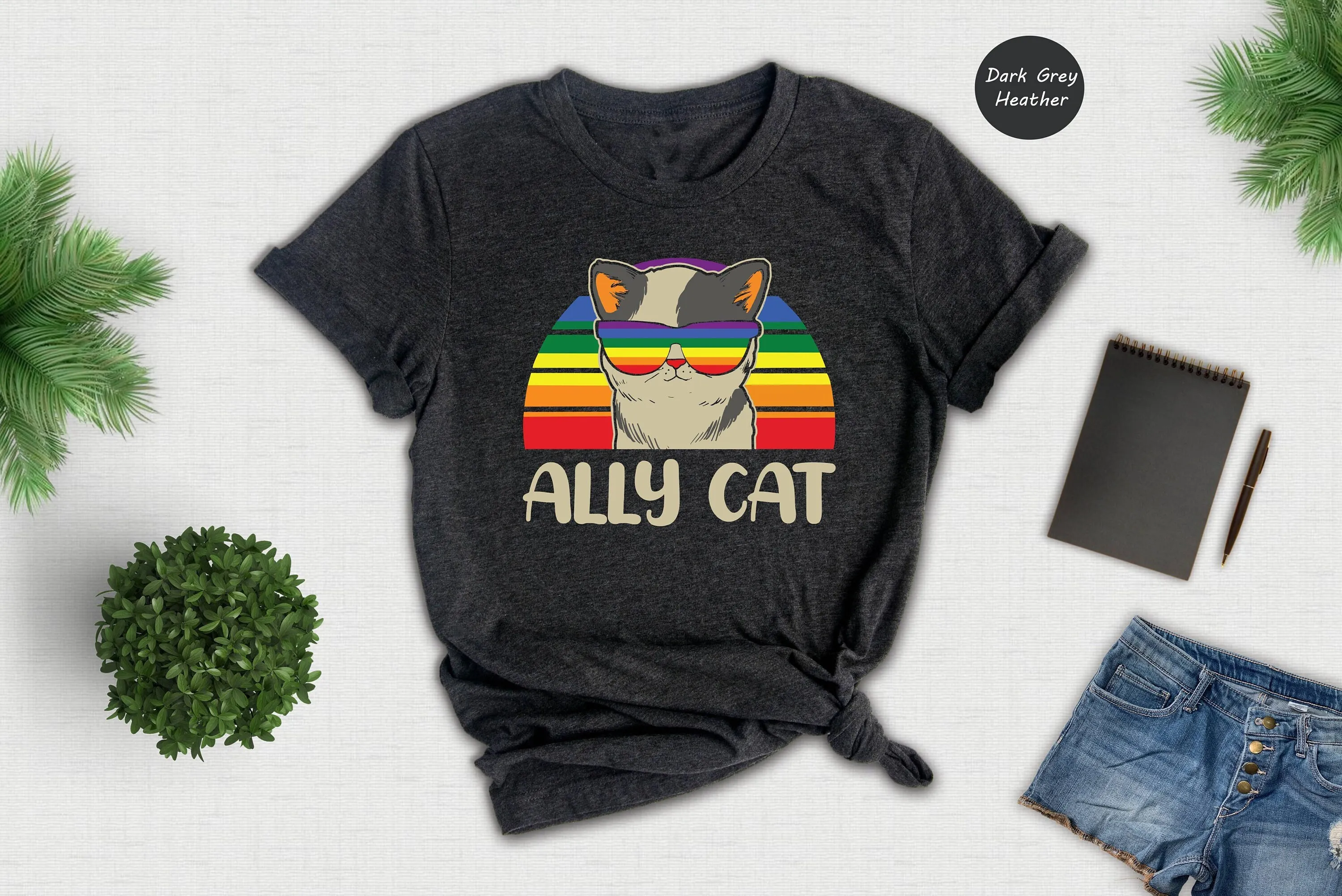 Lgbt Ally Cat T Shirt Lgbtq Support Pride Gay