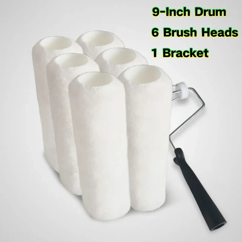 

9inch 7PCS Paint Roller Brush For Wall Decoration Paint Kit US Polyester Nap 10mm Interior Painting Tools Painting Handle