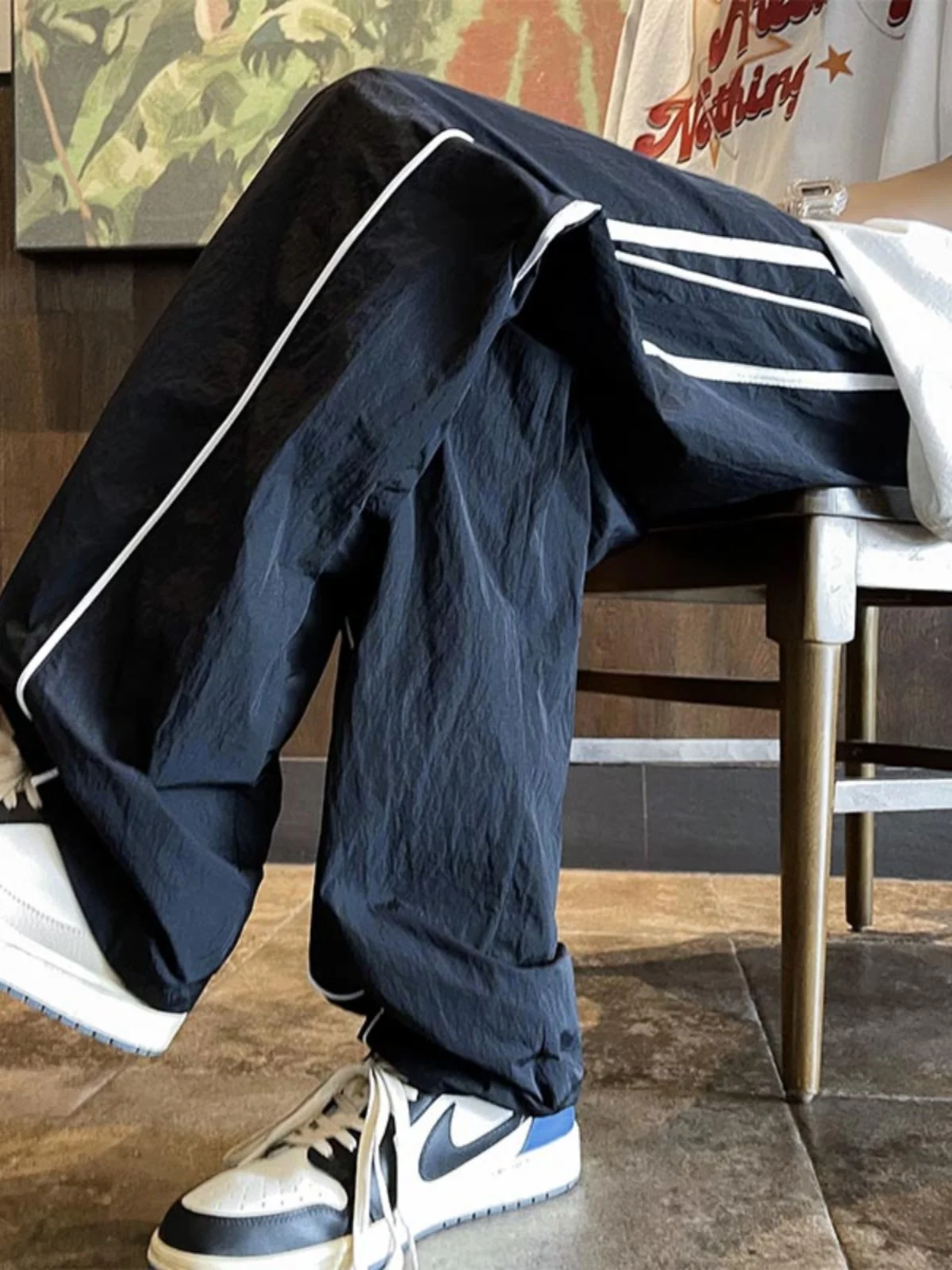 Summer Thin Straight Leg Casual Pants Men's Folded Cool Quick Dry Sporty Trendy Brand Student Versatile Japanese Style Ice Si...
