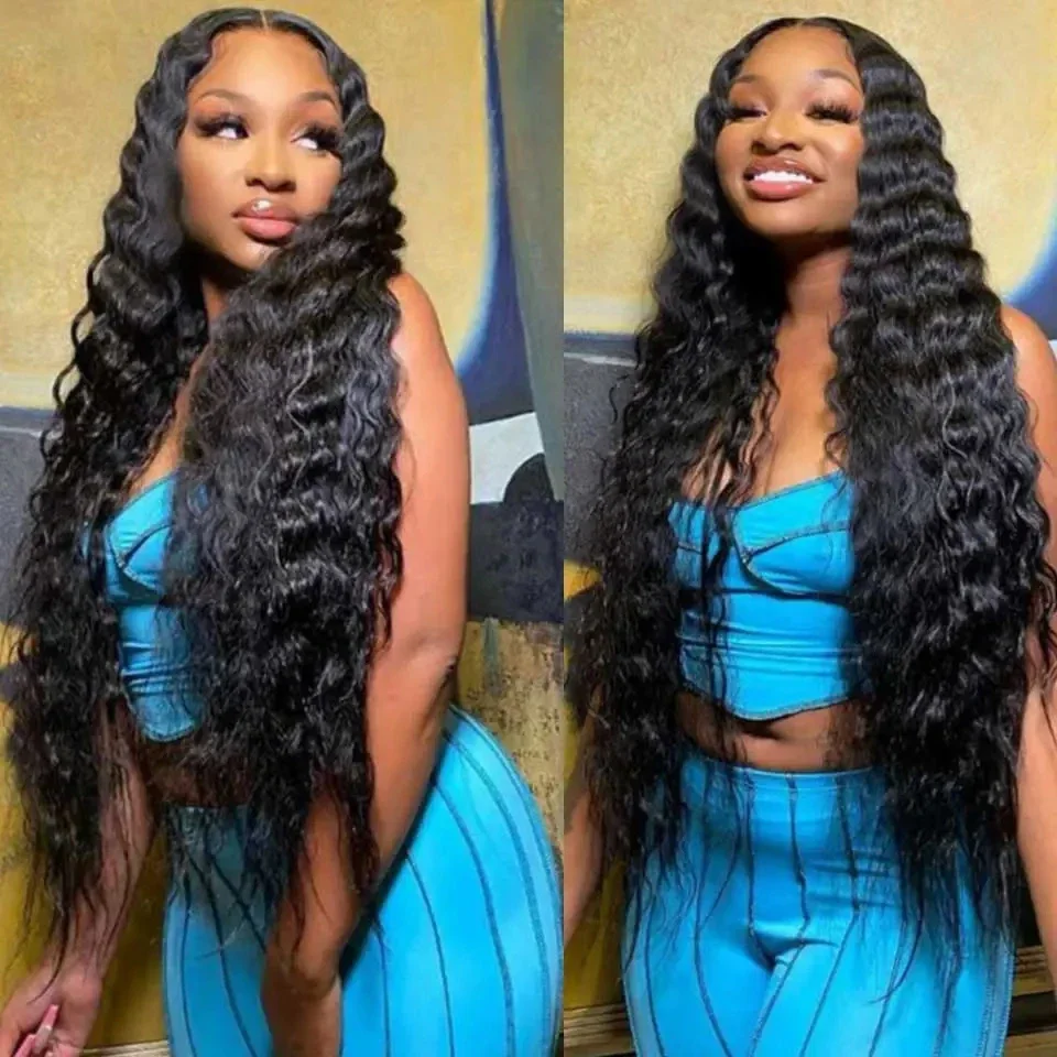 Deep Wave Lace Front Human Hair Wigs 30 36 Inch 13x6 Lace Frontal Wig Curly Human Hair Wigs for Black Women Brazilian Wigs