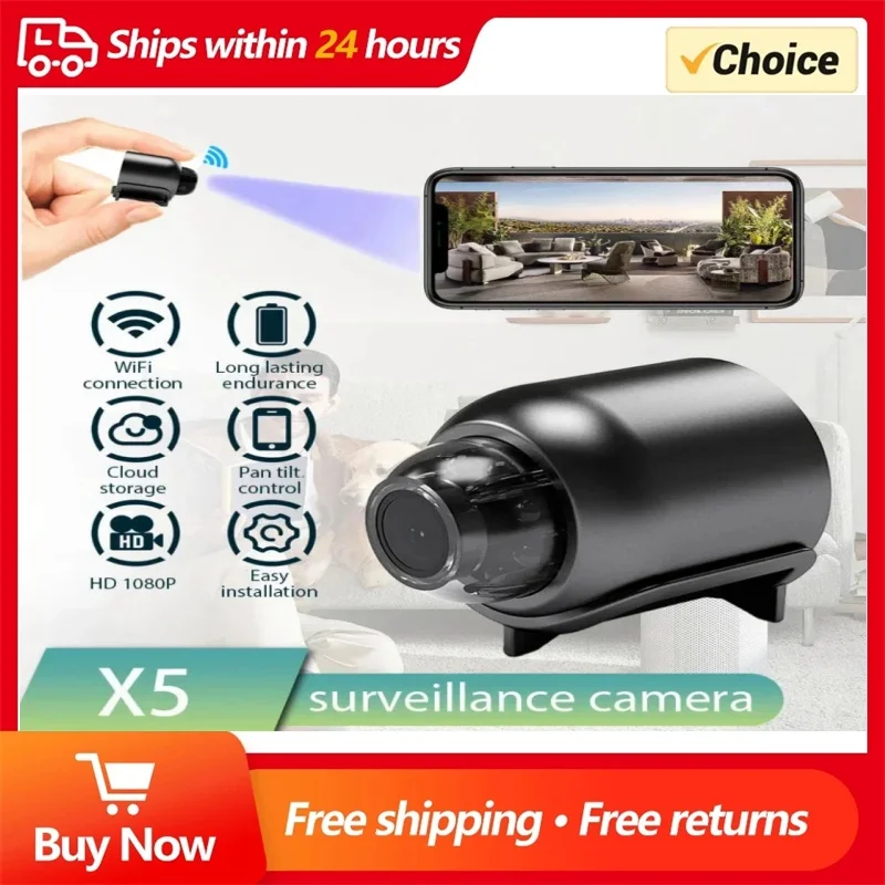 Mini caméra de surveillance sans fil X5, carte vidéo de sécurité 1080P, vision nocturne, poignées de mouvement, moniteur de caméscope, maison intelligente