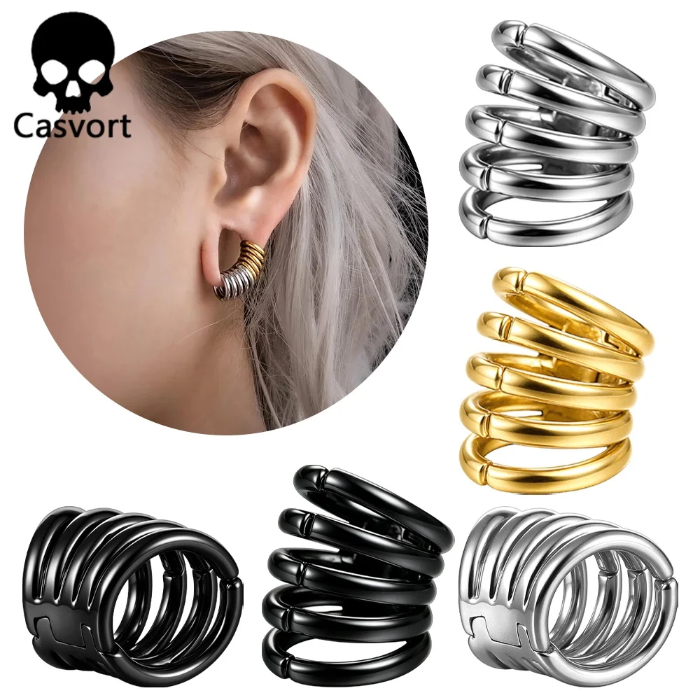 Concvort – anneaux empilables 00g, manchettes de Lobe, bouchons d'oreilles, Tunnels, civière, boucle d'oreille, Clip sur Cartilage, bijoux de corps de mariage