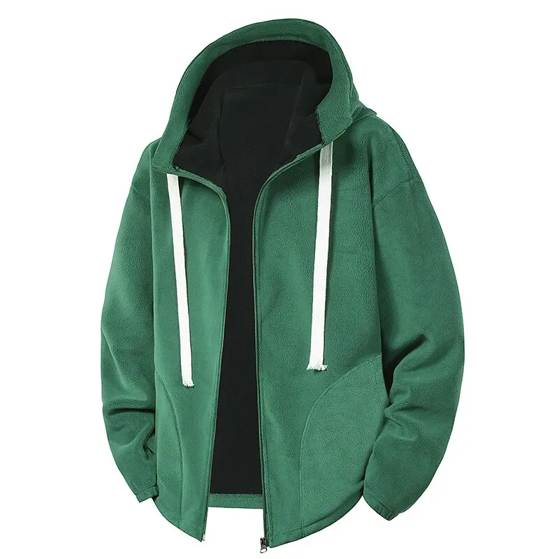 

Новая осенне-зимняя модная трендовая однотонная толстая теплая куртка из овечьей шерсти, мужская свободная спортивная куртка больших размеров с капюшоном M-4XL