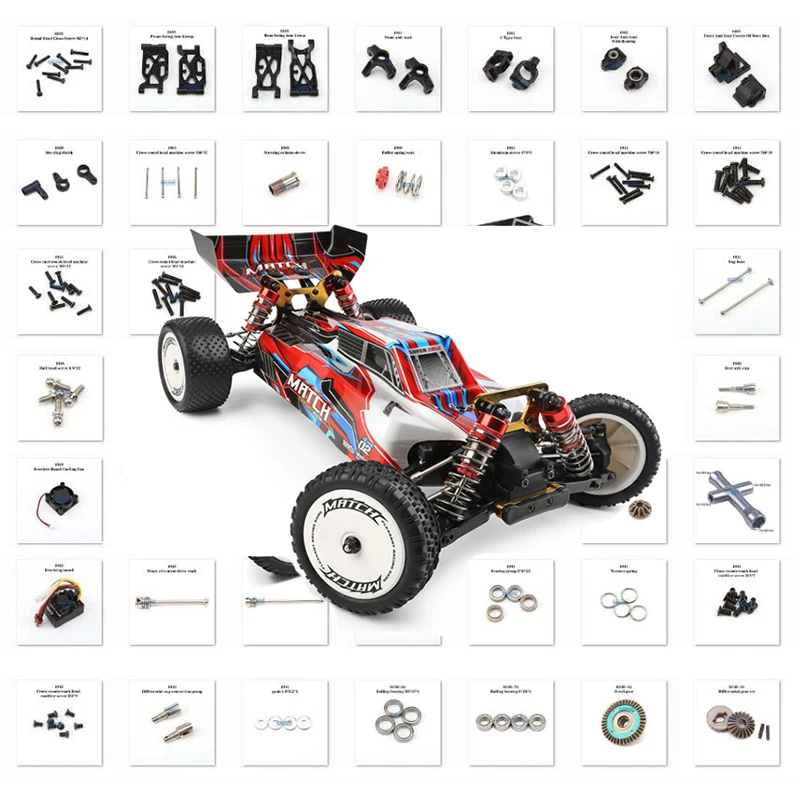 

WLtoys 104001 1/10 RC Car Spare Parts Set Ball Head Screw Bearing Receiver Board Cooling Fan Dog Bone Central Drive Shaft