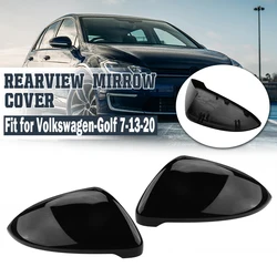 Cubierta de espejo retrovisor, tapas de espejo lateral de ala, negro brillante, apto para VW GOLF 7 MK7 MK7.5 GTI R GTE GTD 2013-2020, accesorios de coche