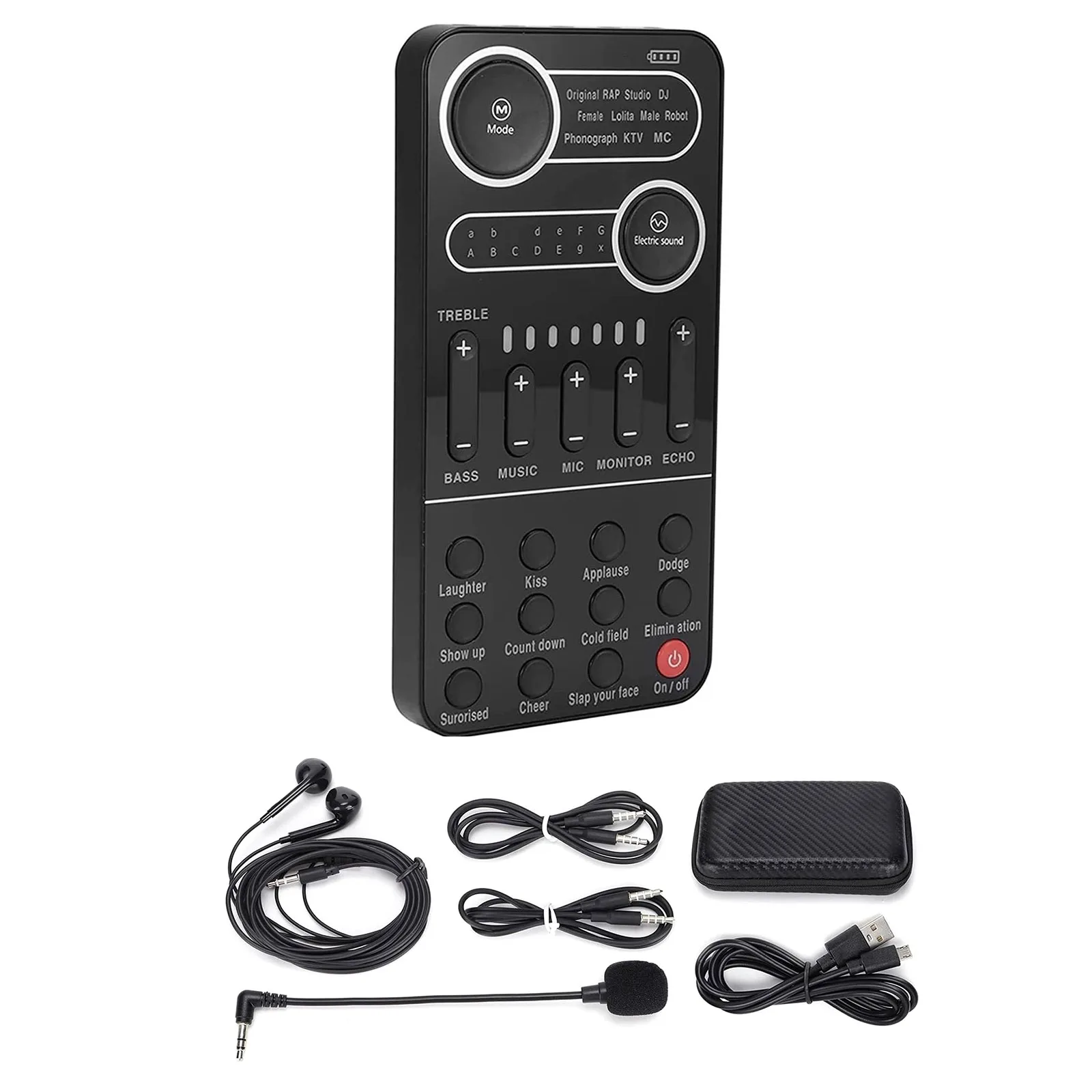 

Live Sound Card Sound Card Mixer Portable Evading Function 13 Stones Positions Adjustable Intelligent for Live Streaming /Sing