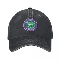 Wimbledon gra tenisowa czapki baseballowe unisex odznaka uważność w trudnej sytuacji sprana czapka Vintage do biegania na świeżym powietrzu regulowana czapka przeciwsłoneczna