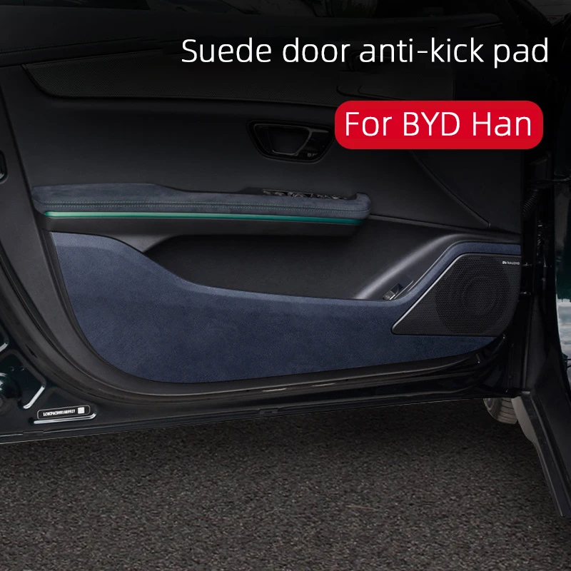 

Защитная накладка на дверь автомобиля для BYD HAN 2022, кожаная, из углеродного волокна, защитная пленка, наклейки, аксессуары для отделки